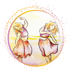 Logo RéCréation Dansée - dessin de deux femmes dansant librement