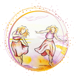 Logo RéCréation Dansée - dessin de deux femmes dansant en toute légèreté